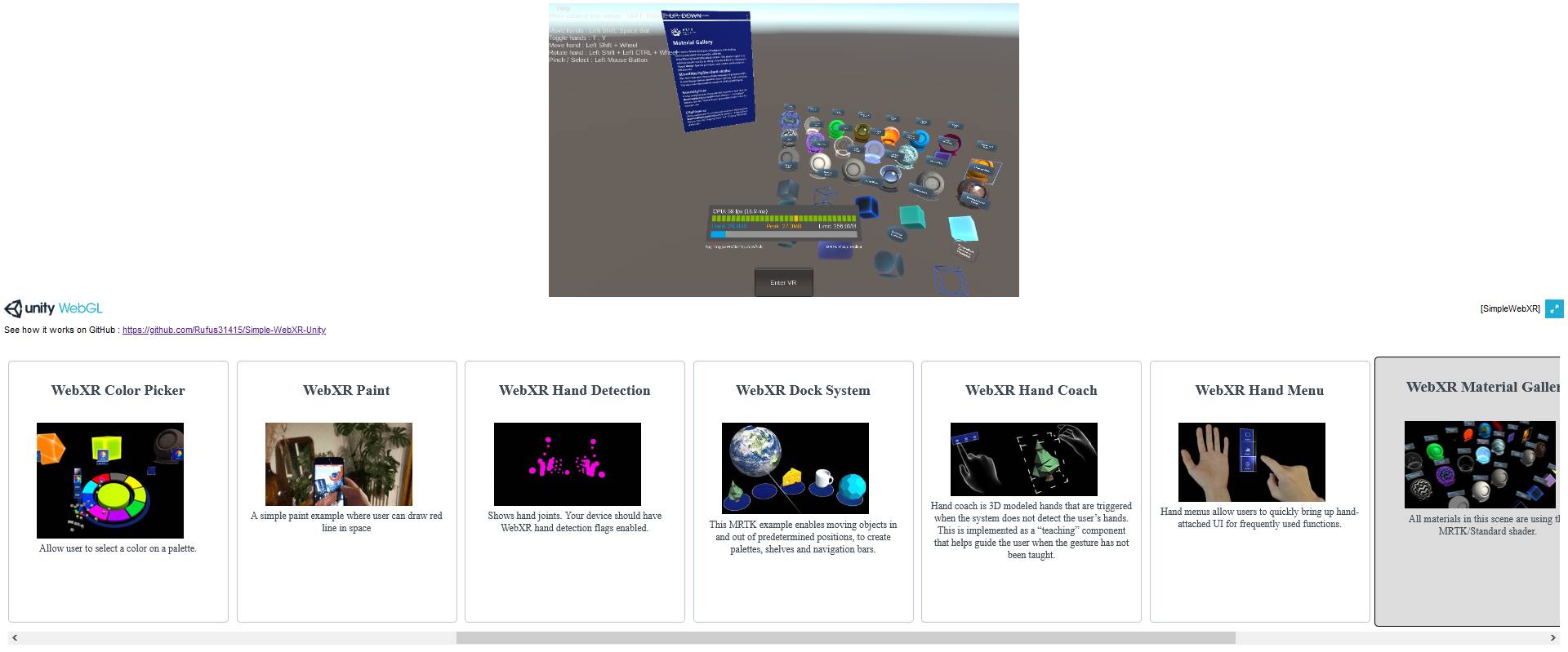 WebXR examples made with Unity